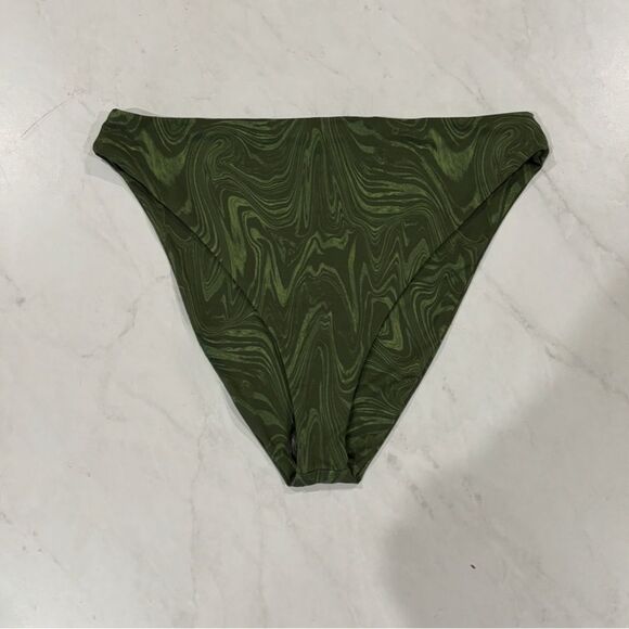 Good American Good Waist Cheeky Bikini Bottoms Pesto Swirl Green 5 XXL 2XL NEW - Picture 5 of 8